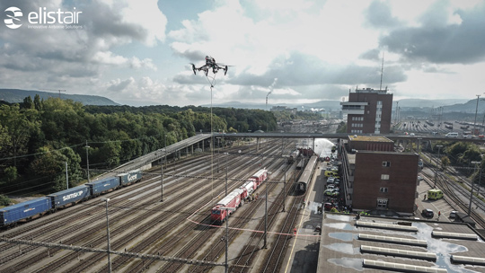 Drone. Train accident: safety and surveillance.
